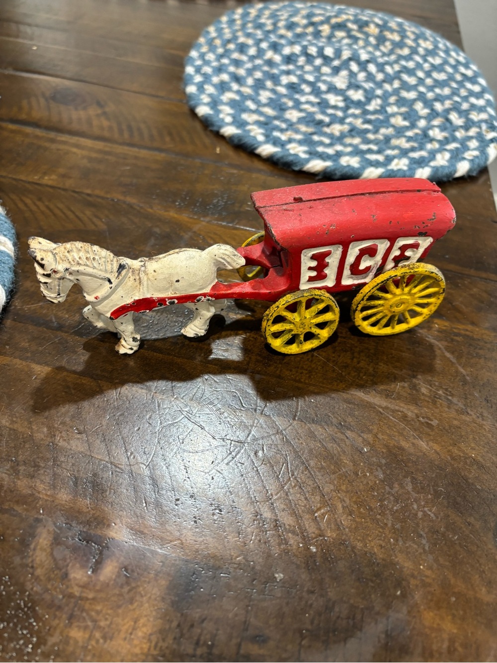 Vintage Cast Iron Horse-Drawn Ice Wagon